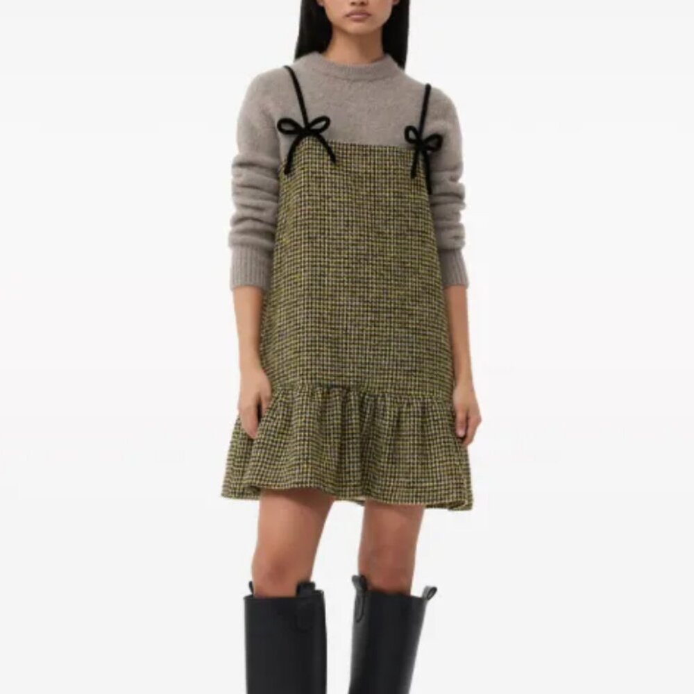 BNWT GANNI Sleeveless Houndstooth Minidress
